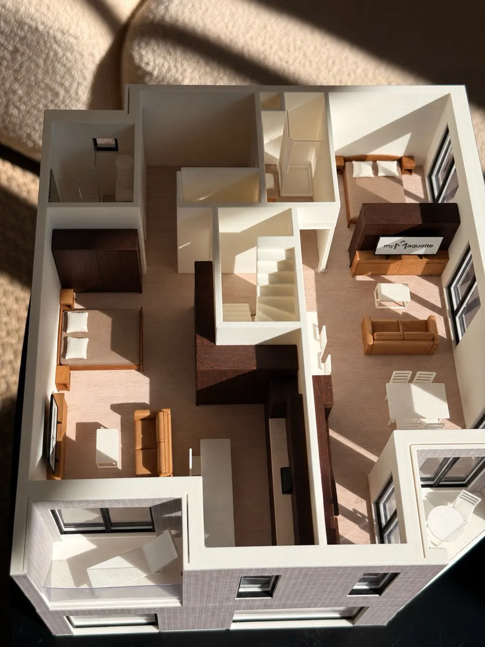 Bovenaanzicht van het plan en interieur van OOMS
